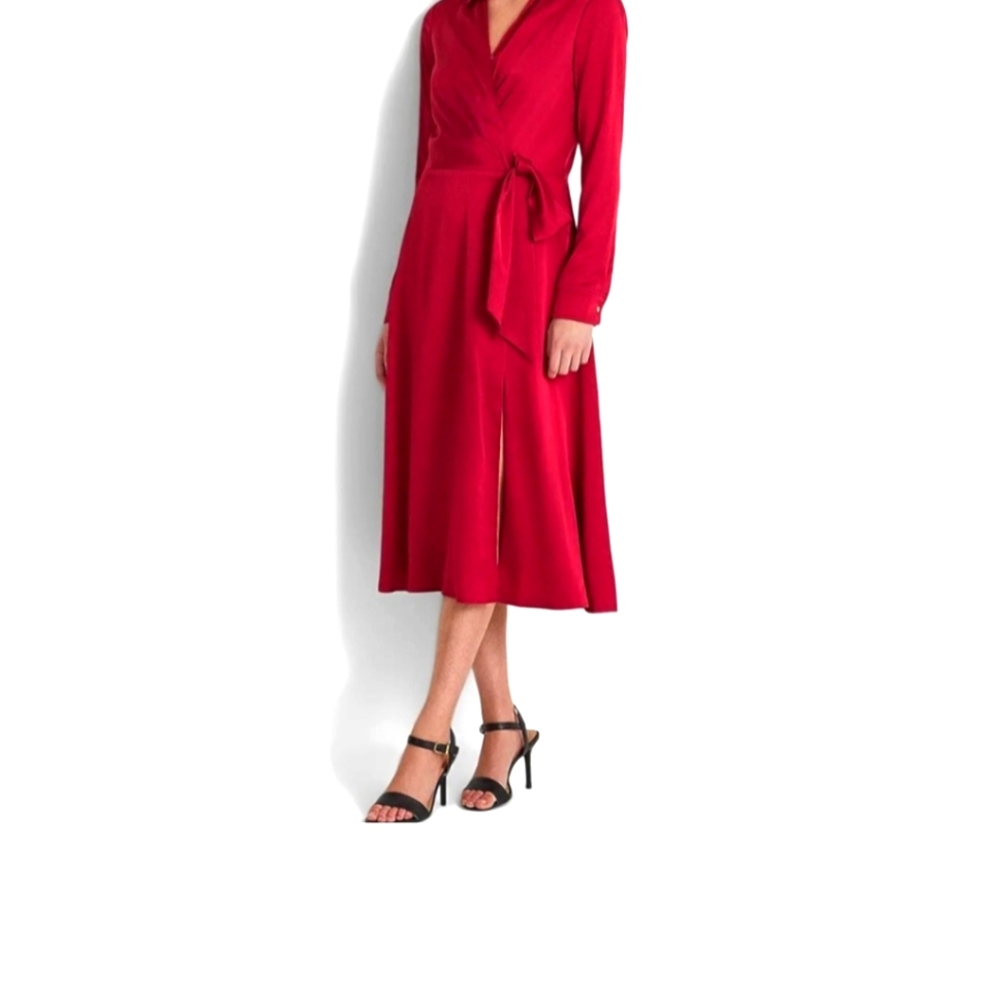 Ralph Lauren Black Label Red Plunge Wrap Dress